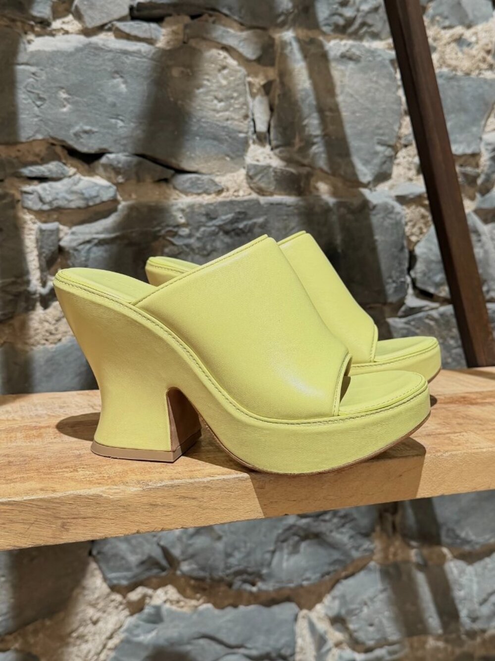 Bottega Veneta Light Green Chunky Platform Mules Sandals